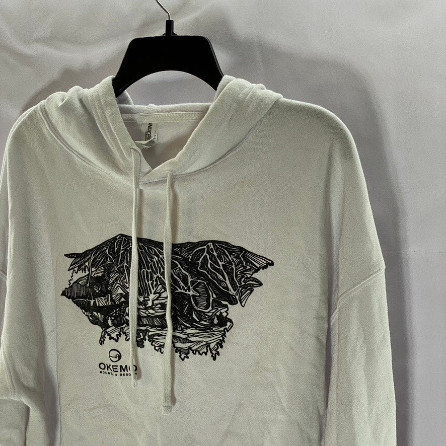 INDEPENDENT TRADING CO Women's White Okemo Custom Graphic Cropped Hoodie SZ L