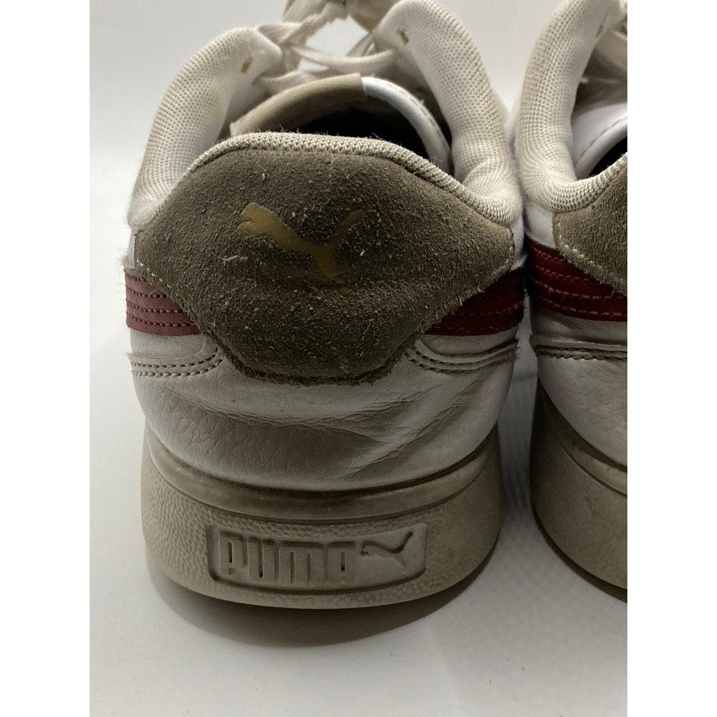 PUMA Men's White-Burgundy Shuffle Lace-Up Casual Sneakers SZ 10.5