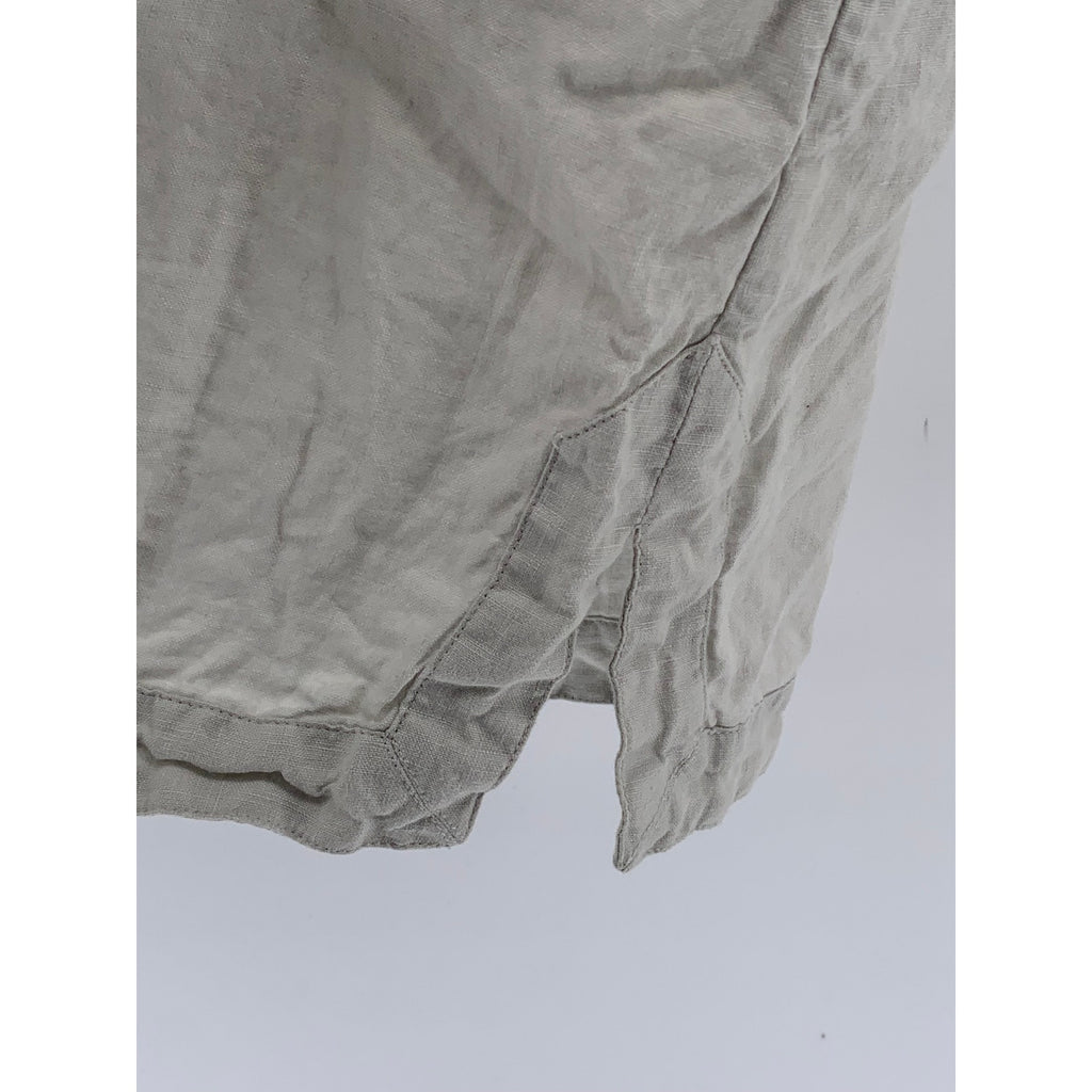 J. CREW Women's Light Gray Linen Split-Neck Short Sleeve Knee Length Dress SZ 4