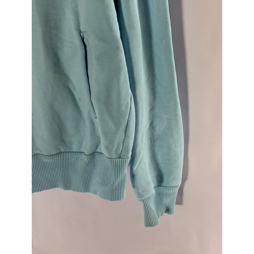 PANGAIA Women's Teal Zip-Up Hooded Organic Cotton Sweater SZ M