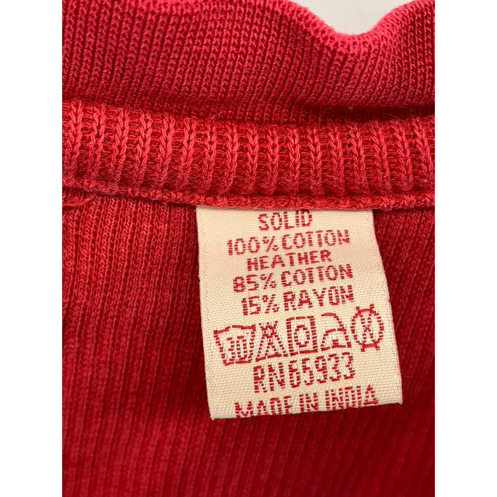 POINT ZERO Men's Red-Gray Vintage Crewneck Knit Color Block Sweatshirt SZ M
