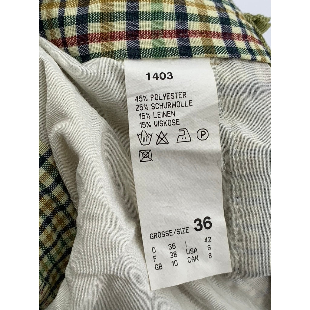HIRSCH Women's Vintage Yellow Plaid 80's High-Rise Loose-Fit Shorts SZ 6
