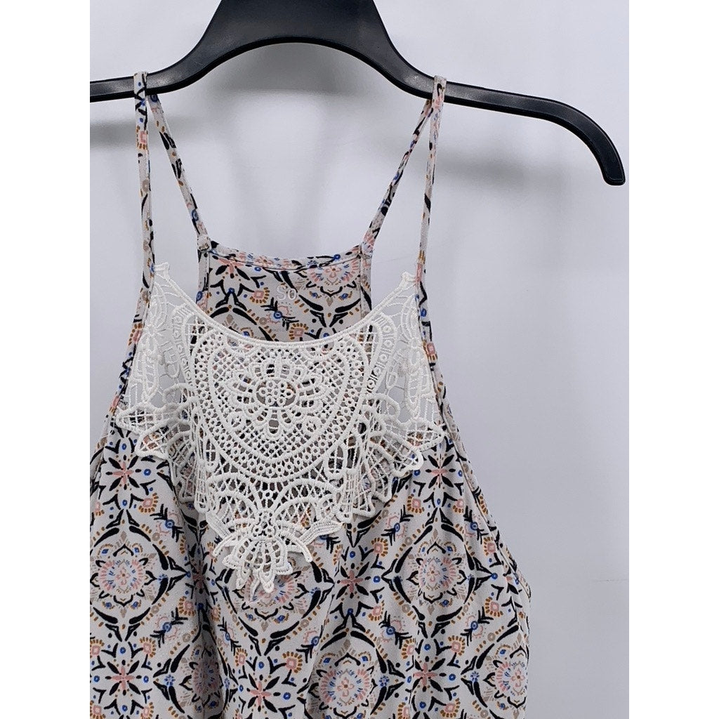 SONOMA GOODS FOR LIFE Women's Beige Printed Lace Halter Mini Dress SZ XL
