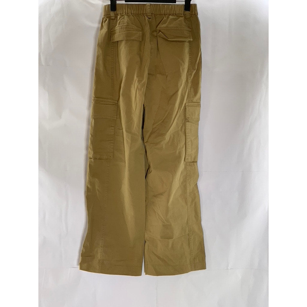 MANGO Women's Caramel Brown Elasticized Waist Pull-On Wide-Leg Cargo Pant SZ S