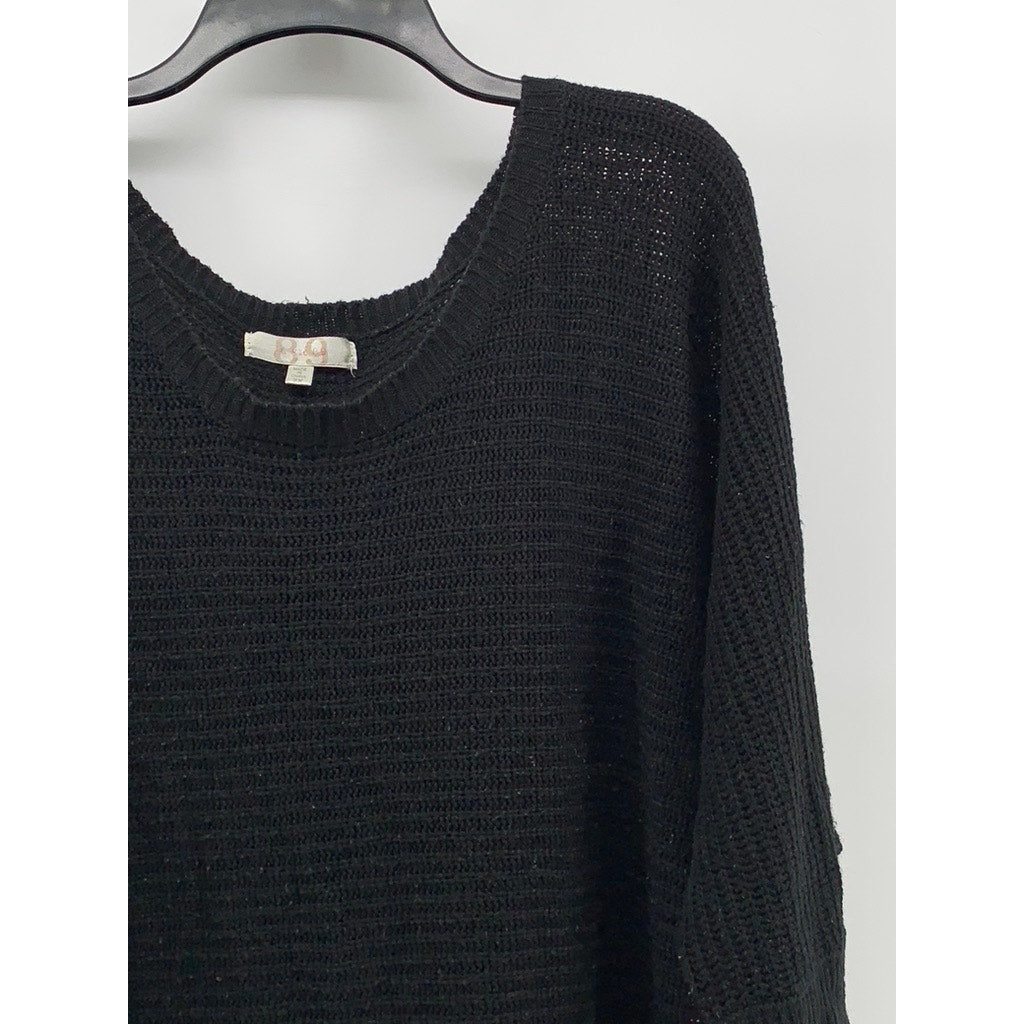 LA VIE 89 Women's Plus Black Knit Back Button Sweater SZ 2X
