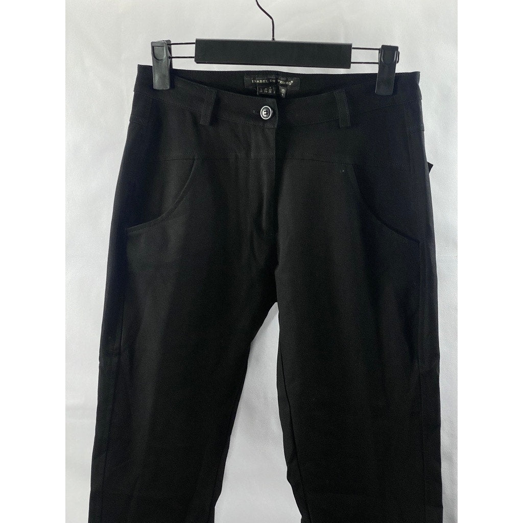ISABEL DE PEDRO Women's Black Solid Extra Slim Leg 4-Pocket Trouser SZ 4