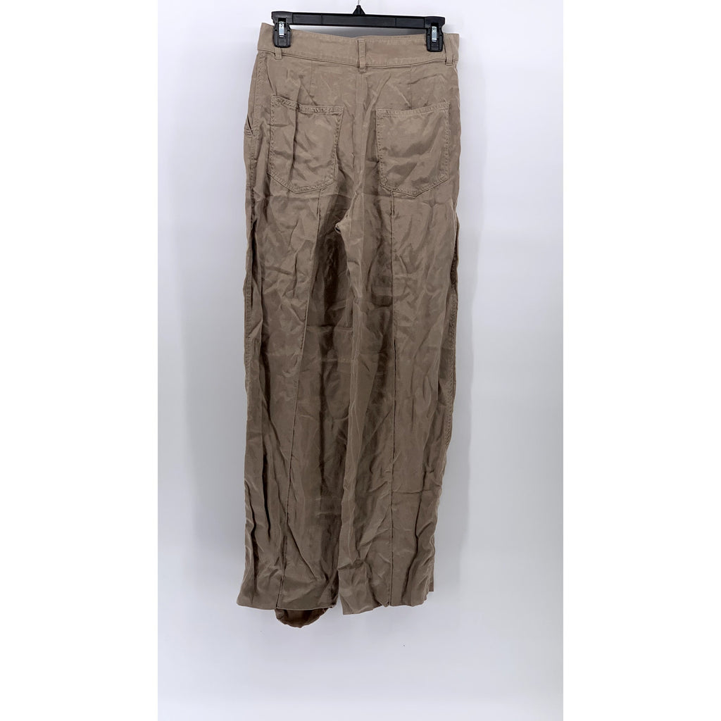 ZARA Women's Beige Lightweight Relaxed-Fit Wide-Leg Pants SZ XS