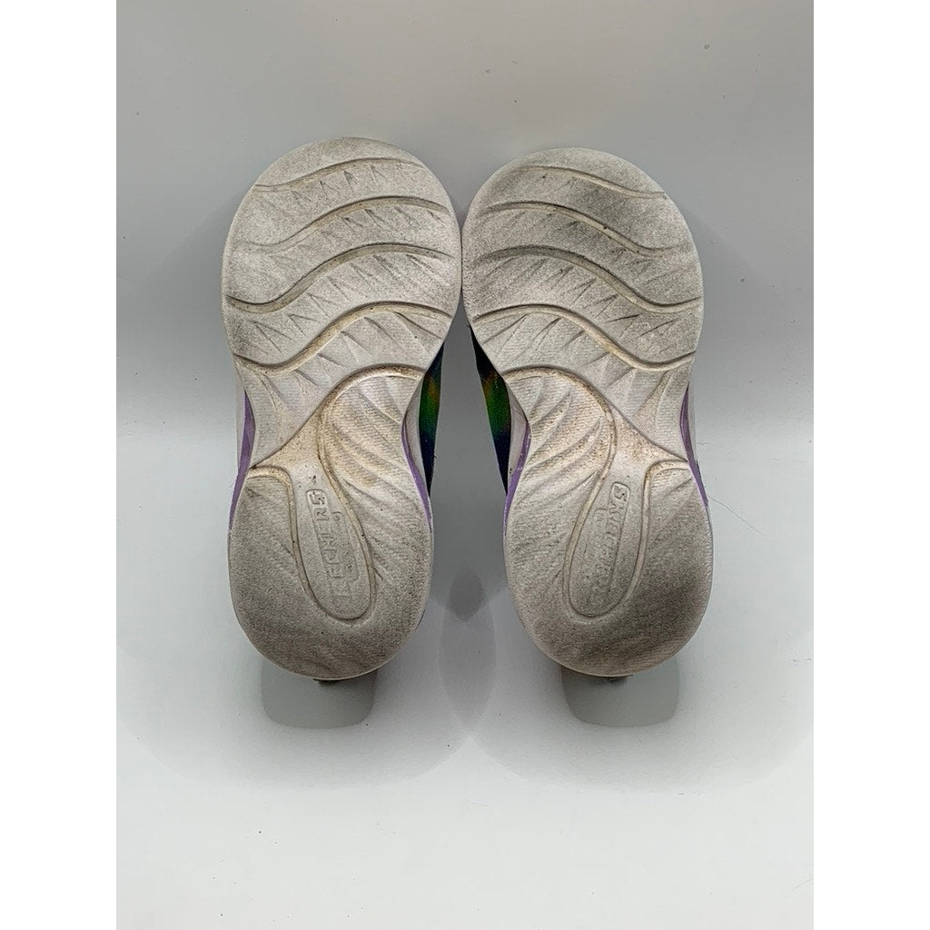 SKECHERS Little Girls' Blue-Multi Tie-Dye Coastline Running Shoes SZ 12