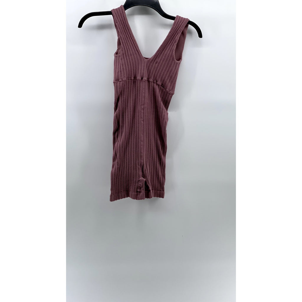 REFORMER Women's Mauve The Textured Runsie Scoop-Neck Pull-On Romper SZ XS/S