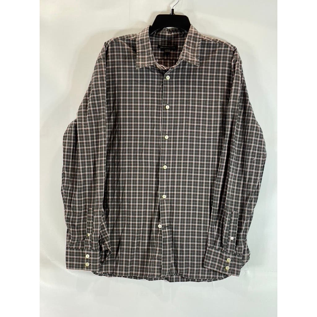 JOHN VARVATOS STAR U.S.A. Men's Black/Red Plaid Button-Up Long Sleeve Shirt SZ L