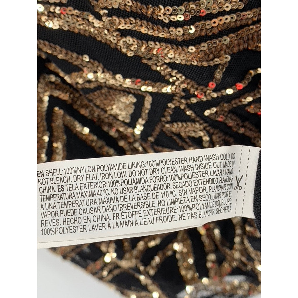 FOREVER 21 Women's Plus Black-Gold Sequin V-Neck Dress SZ 3X