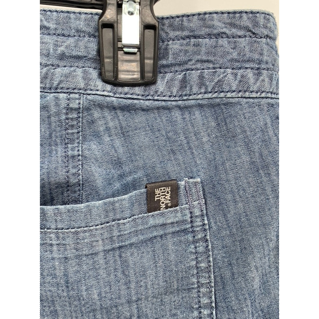 THE NORTH FACE Women's Blue Chambray Regular-Fit Casual Shorts SZ 10