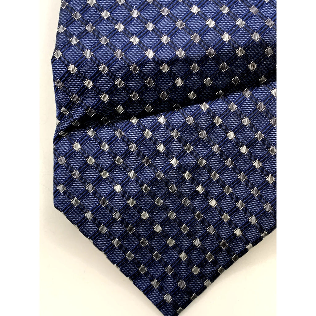 PRONTO UOMO Men's Navy Embroidered Gingham Print Tie