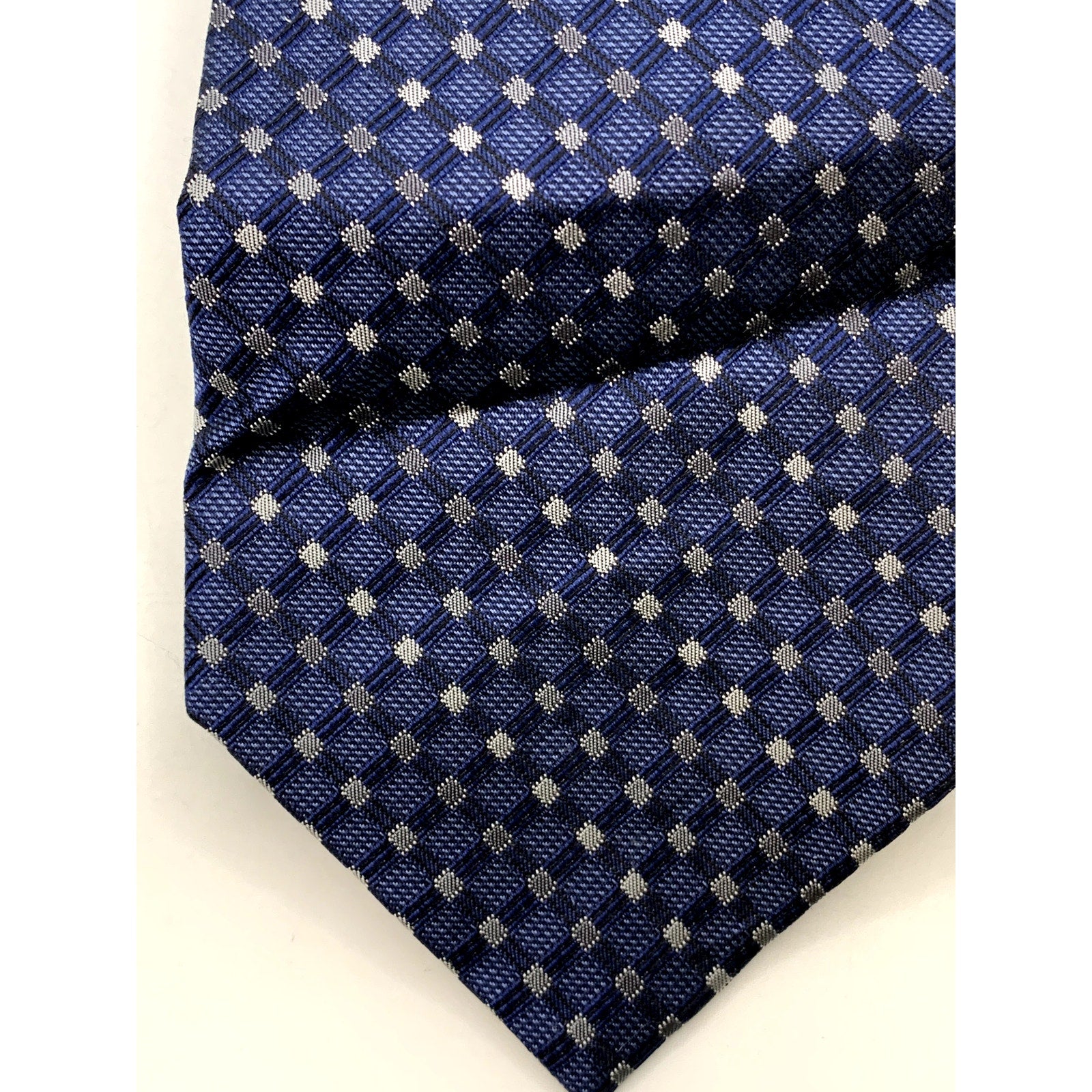 PRONTO UOMO Men's Navy Embroidered Gingham Print Tie