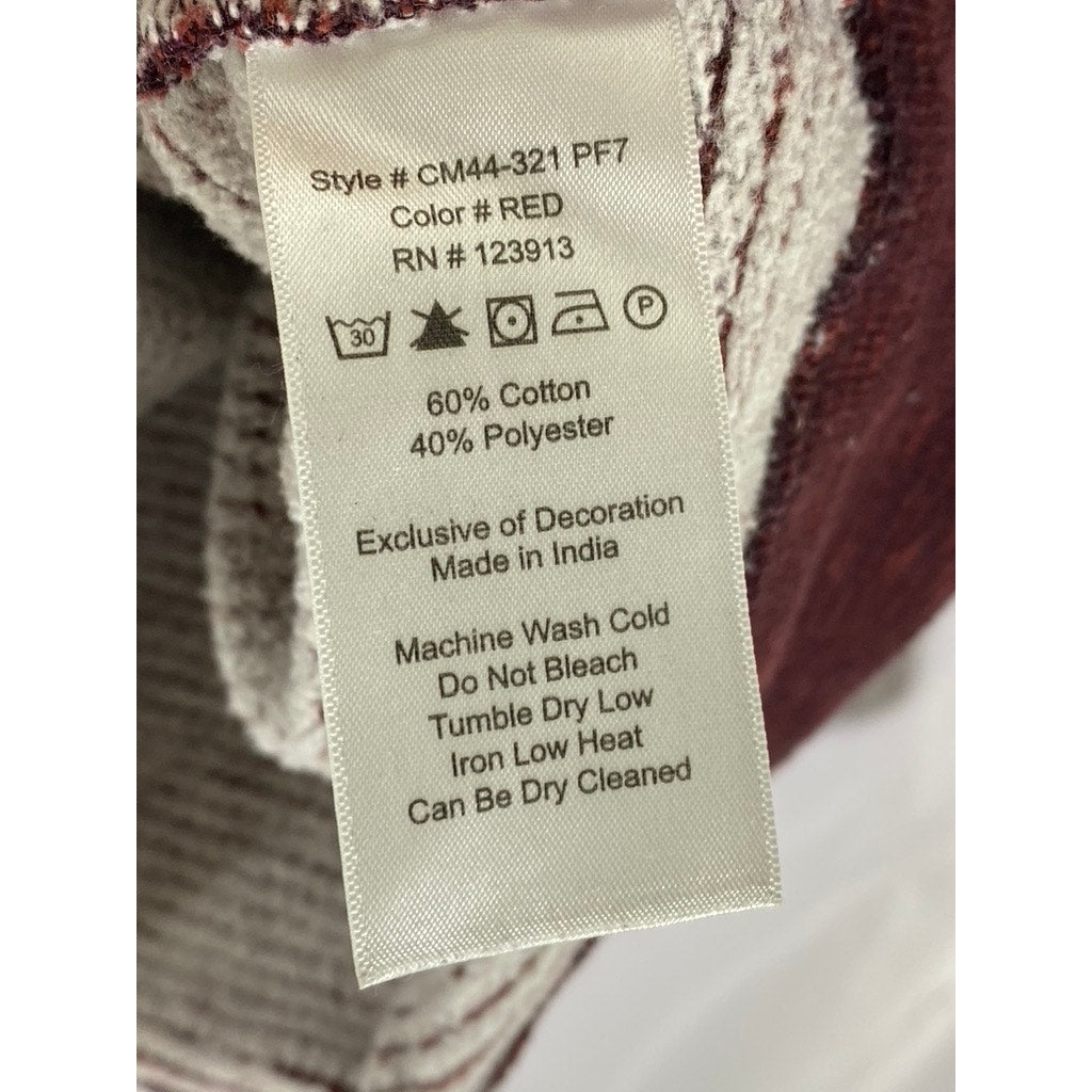 JACHS NEW YORK Men's Burgundy Knit Crewneck Regular-Fit Sweater SZ L