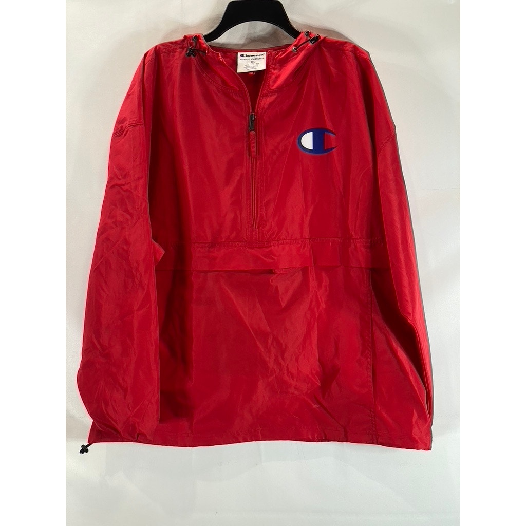 CHAMPION Men's Bright Red Water-Wind Resistant Half-Zip Lightweight Jacket SZ2XL