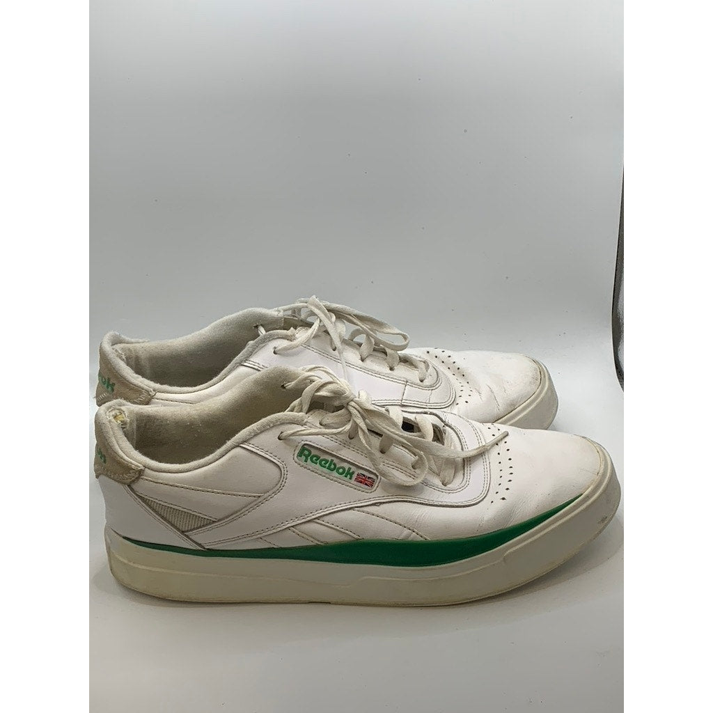 REEBOK Men's White-Green Court Lace-Up Sneakers SZ 10.5