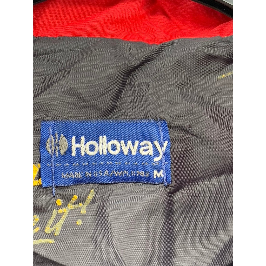 HOLLOWAY Men's Black-Red-Yellow Striped Motor Speedway Jacket SZ M