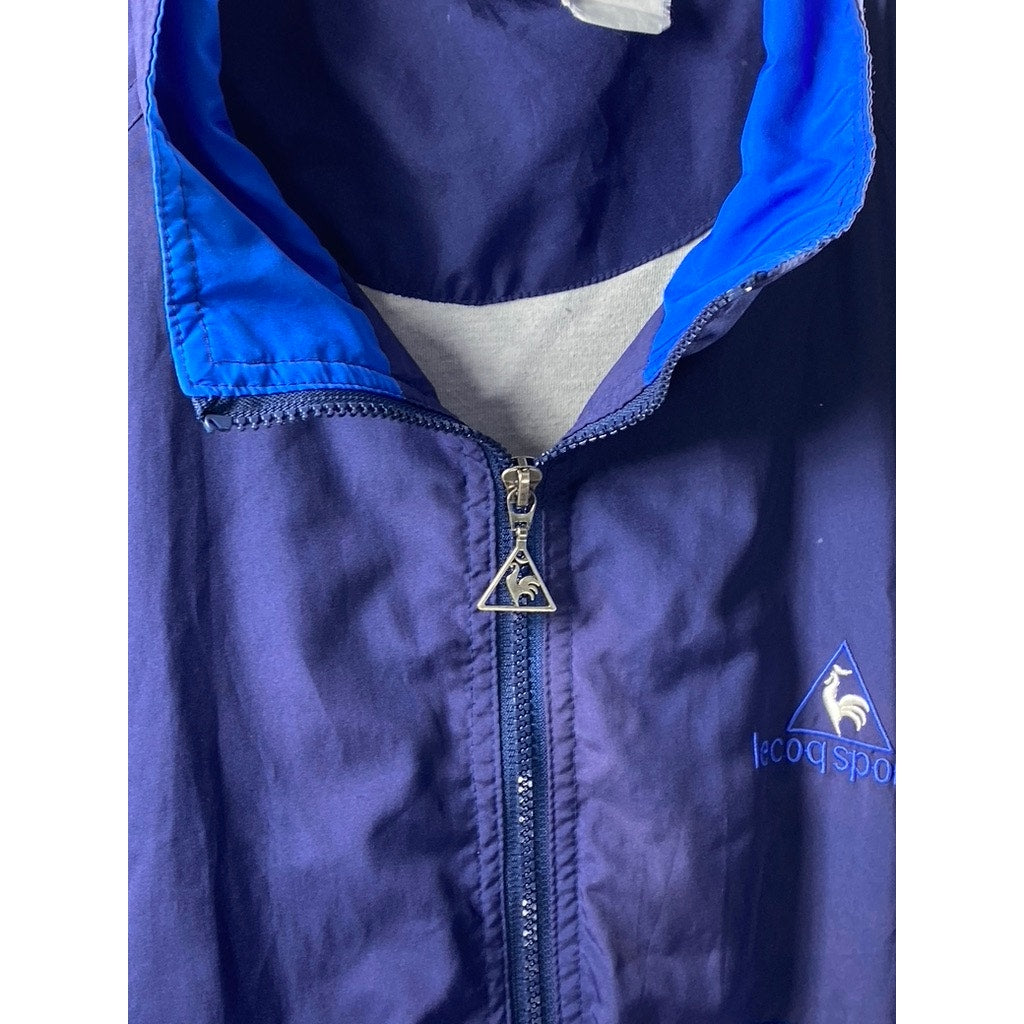 LE COQ SPORTIF Men's Blue-White Striped Zip-Up Activewear Jacket SZ L