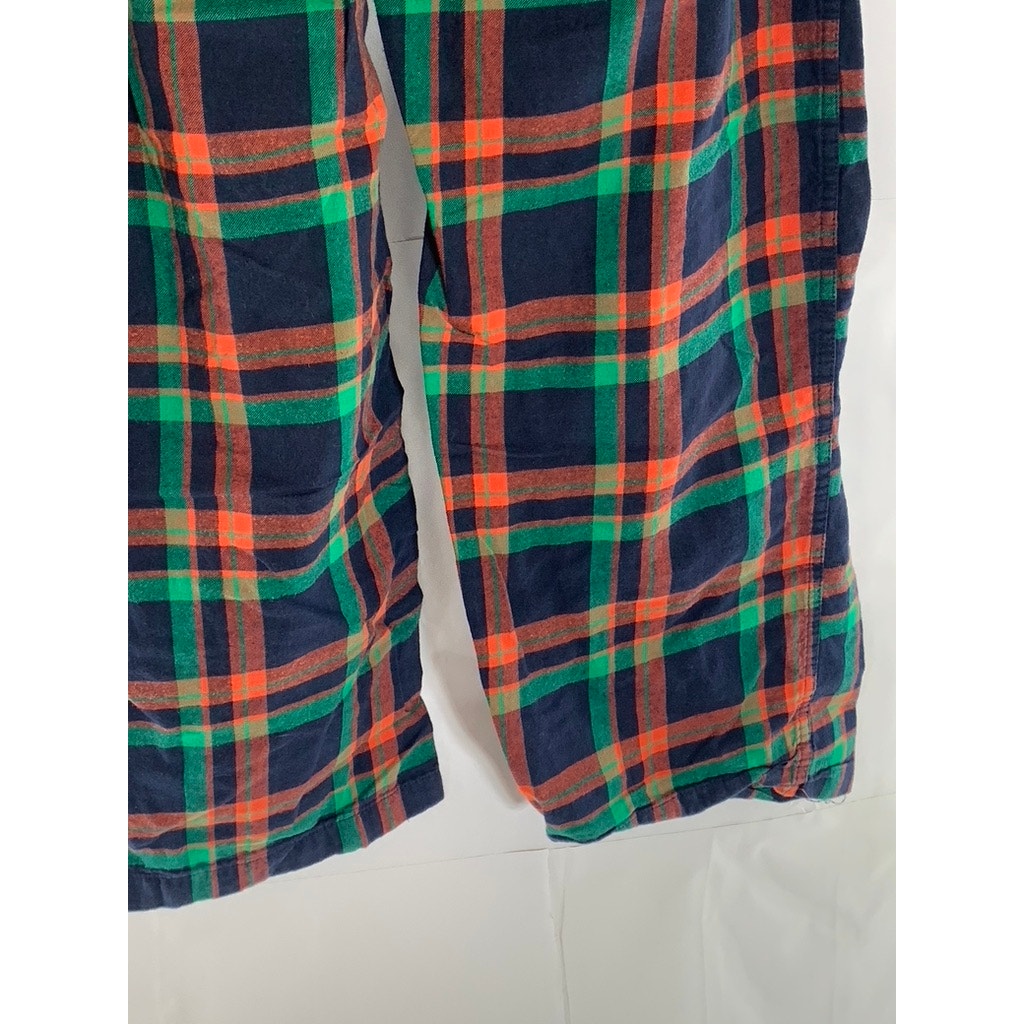 J. CREW Men's Navy/Green/Orange Plaid Yarn-Dyed Flannel Pajama Pant SZ M