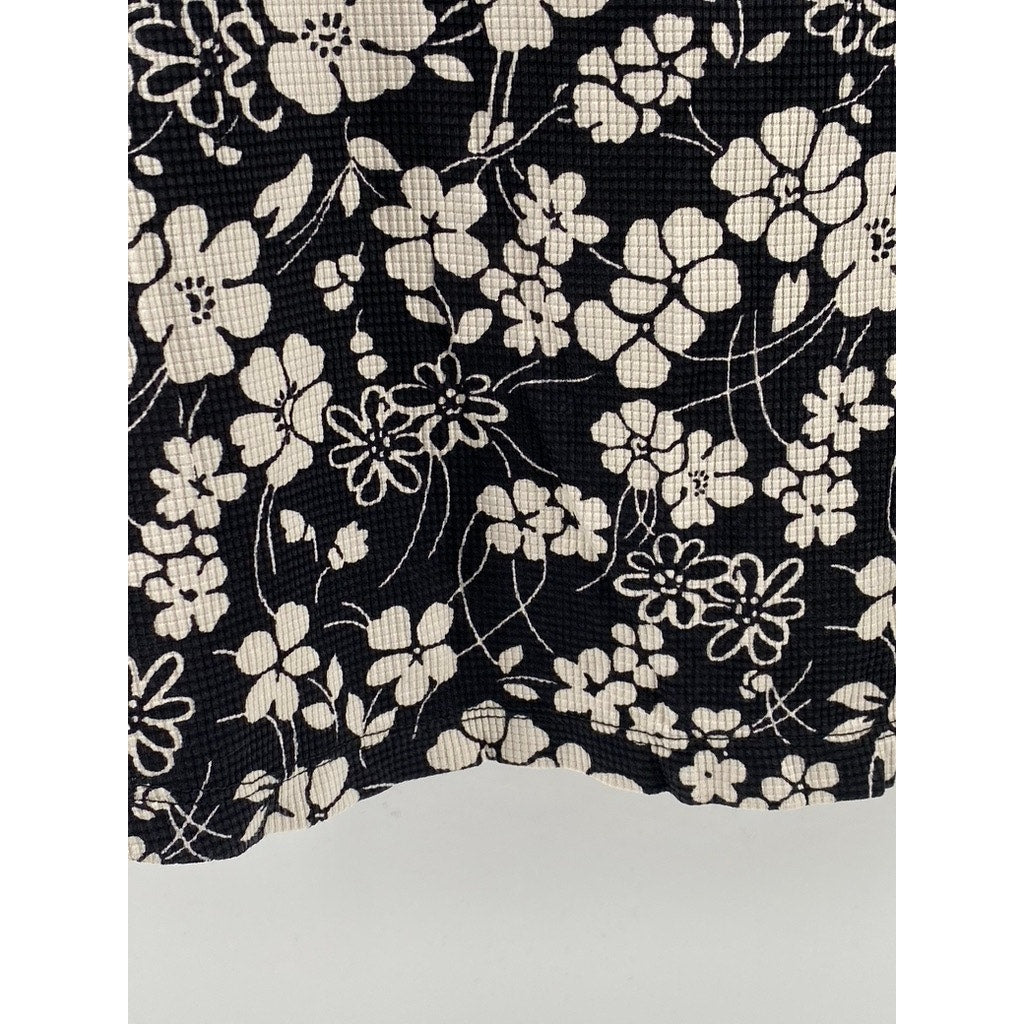TAIL Women's Black-Beige Textured Floral Scoop-Neck Sleeveless Tank Top SZ S