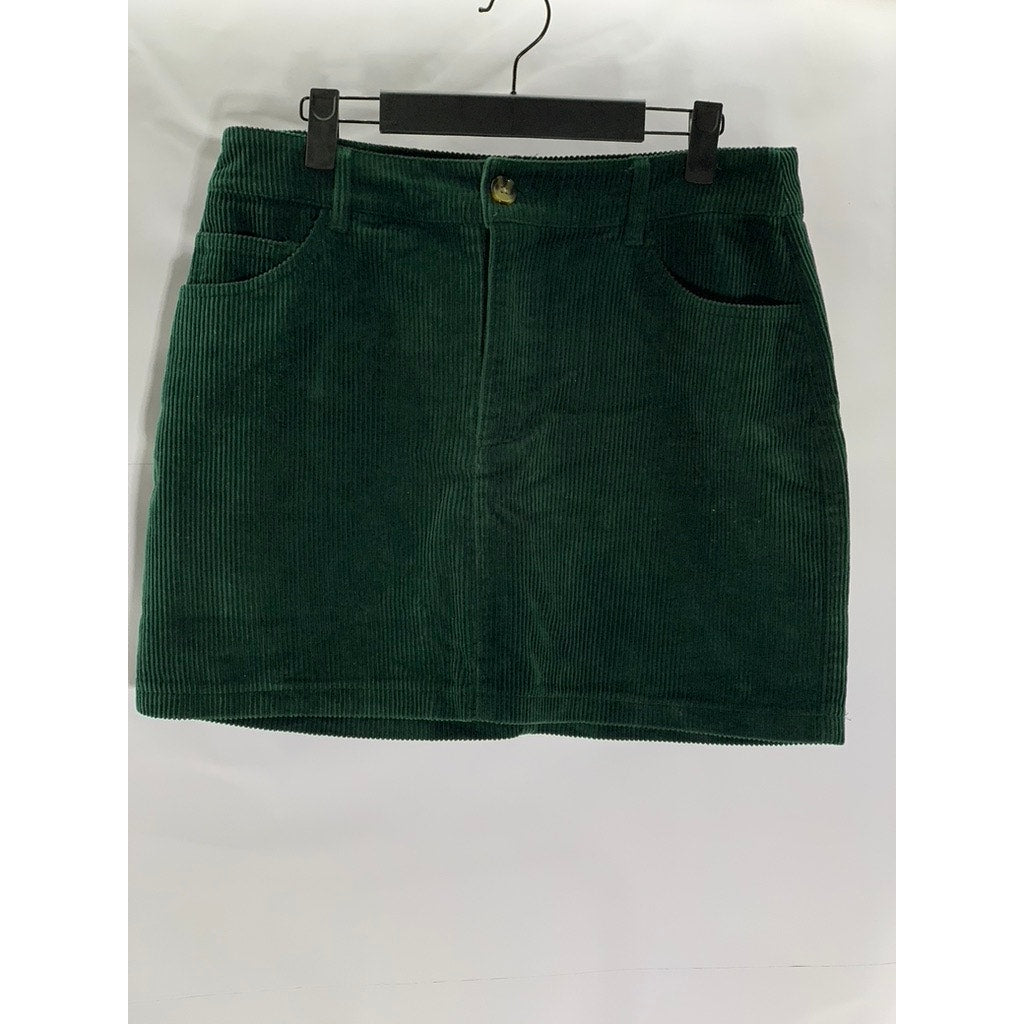 FOREVER 21 Women's Dark Green Corduroy Mini Skirt SZ L