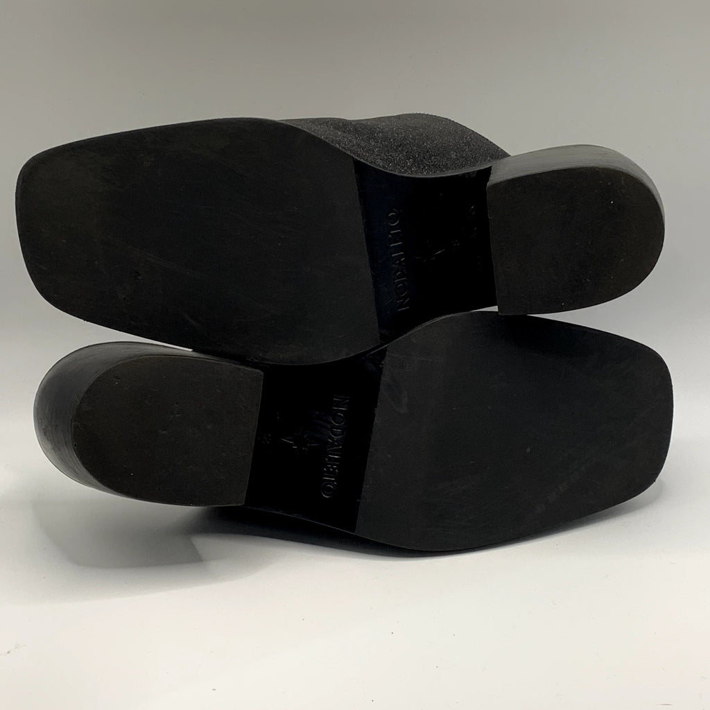 NODALETO Women's Black Shimmer Bulla Square-Toe Block-Heel Mules SZ 7