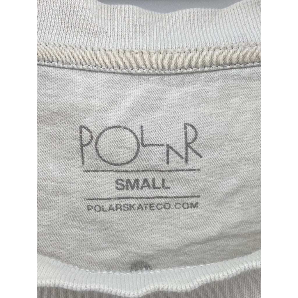 POLAR Men's White Crewneck Skater Graphic Long Sleeve Casual T-Shirt SZ S