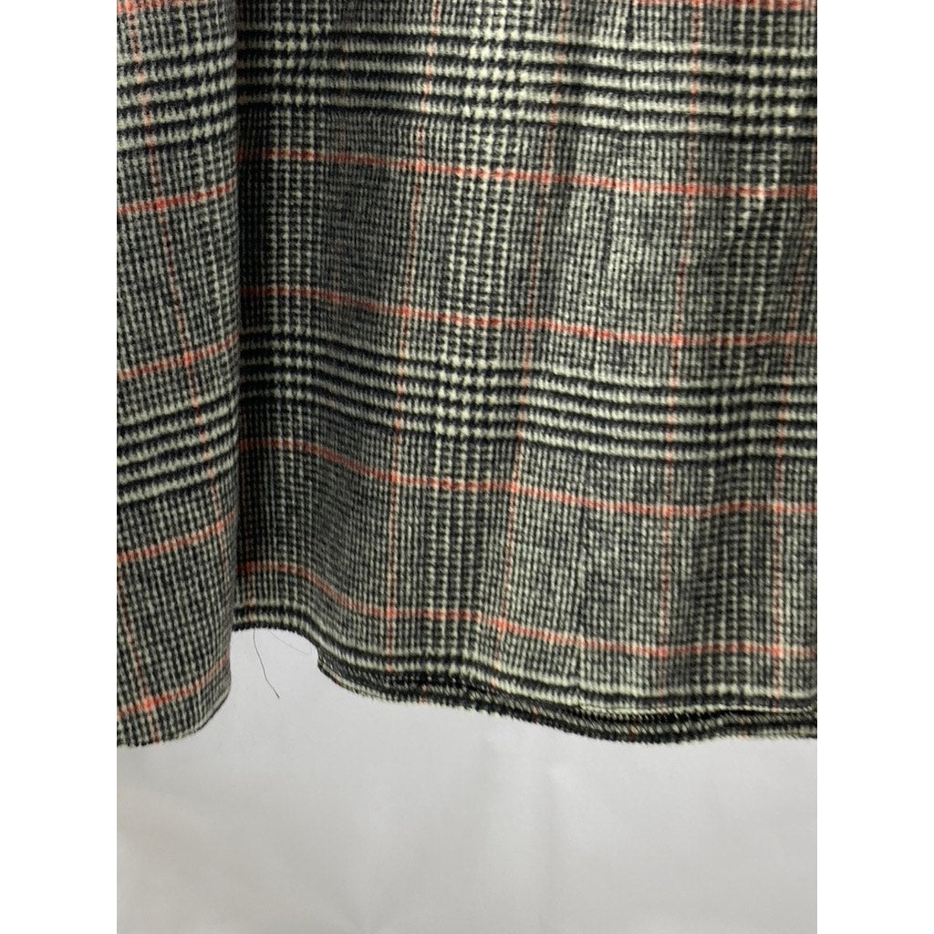 JOSEPH Women's Black-Red Plaid Virgin-Wool Blend Knee Length Skirt SZ 38(US6)