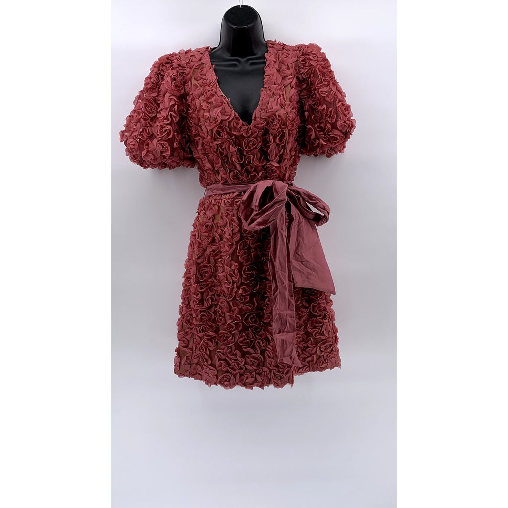 ELLIATT Women’s Pink Bloom Adoration Embroidered Floral Mesh Mini Dress SZ S