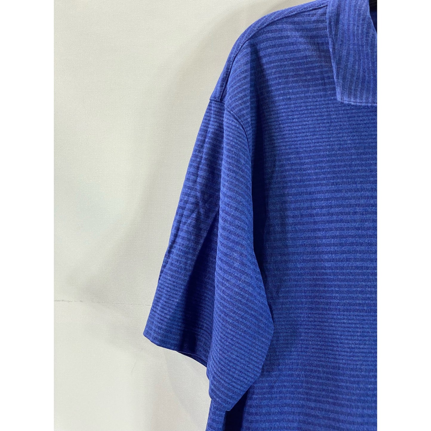 PUMA Men's Blue Dry Cell Striped Short Sleeve Polo Shirt SZ L