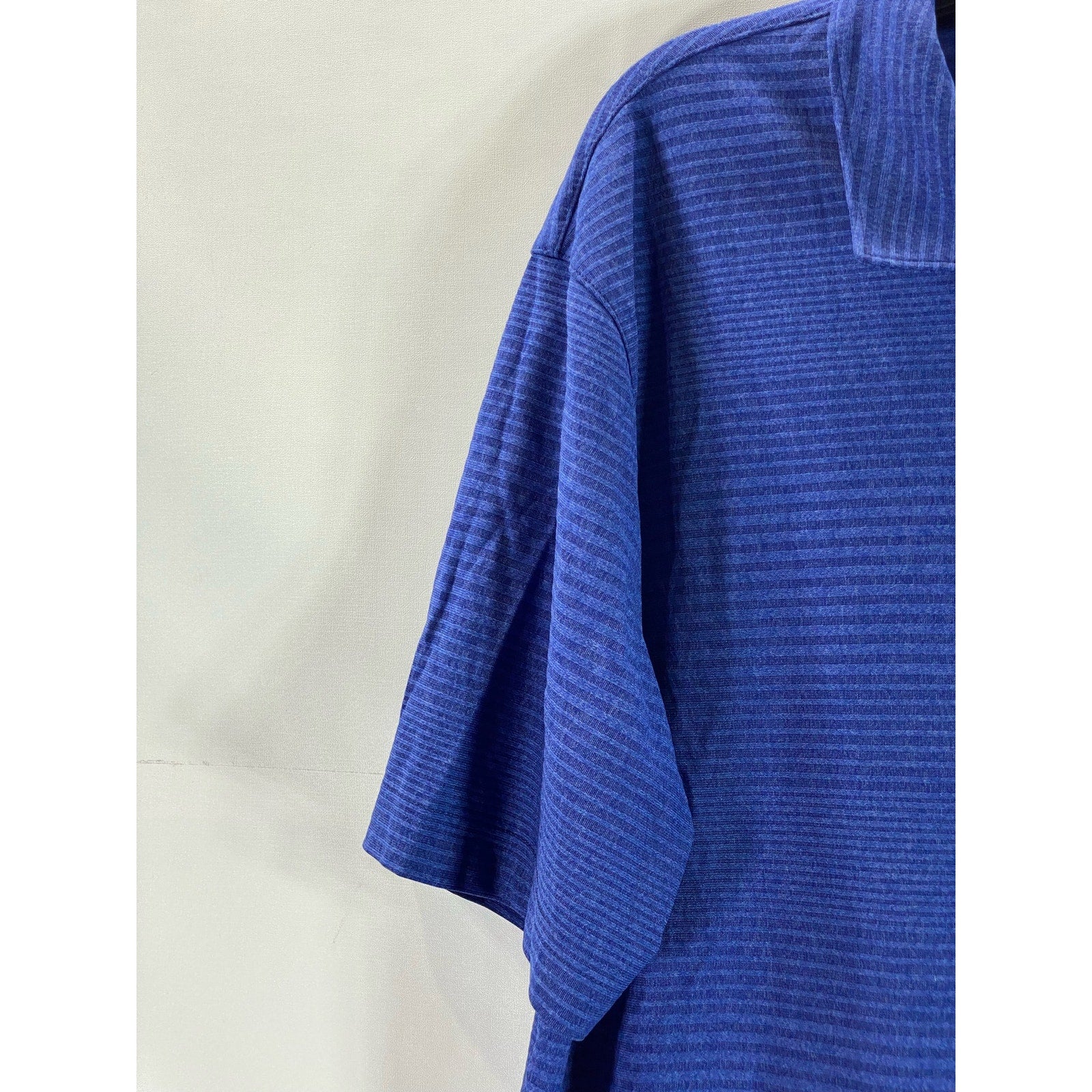 PUMA Men's Blue Dry Cell Striped Short Sleeve Polo Shirt SZ L