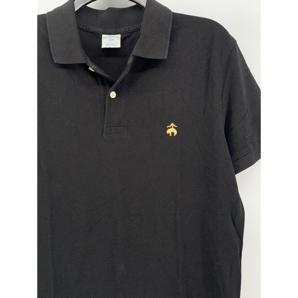 BROOKS BROTHERS Men's Black Slim-Fit Short Sleeve Performance Polo Shirt SZ M