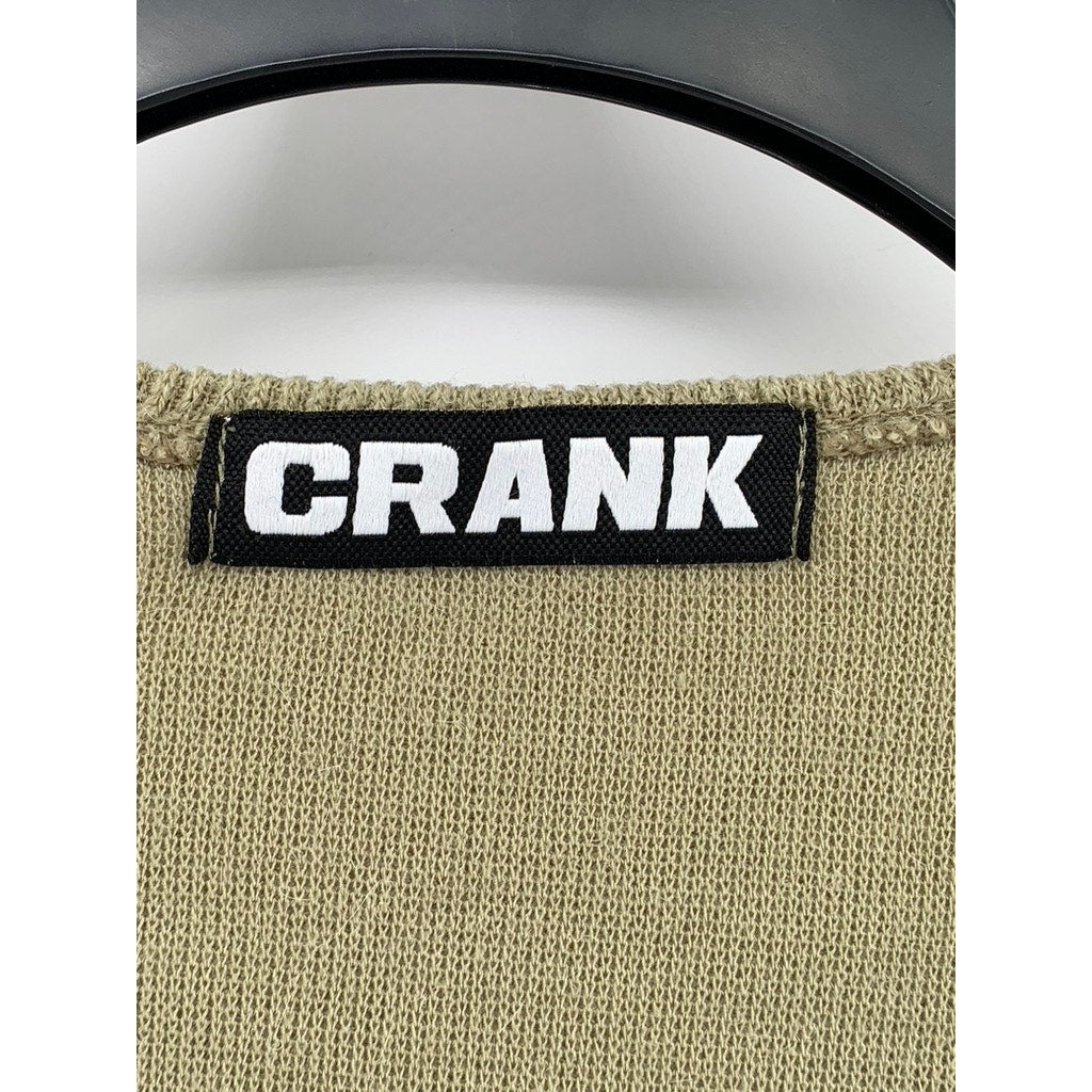 CRANK Women's Green Knit Scoop-Neck Button-Up Long Sleeve Cropped Top SZ XS