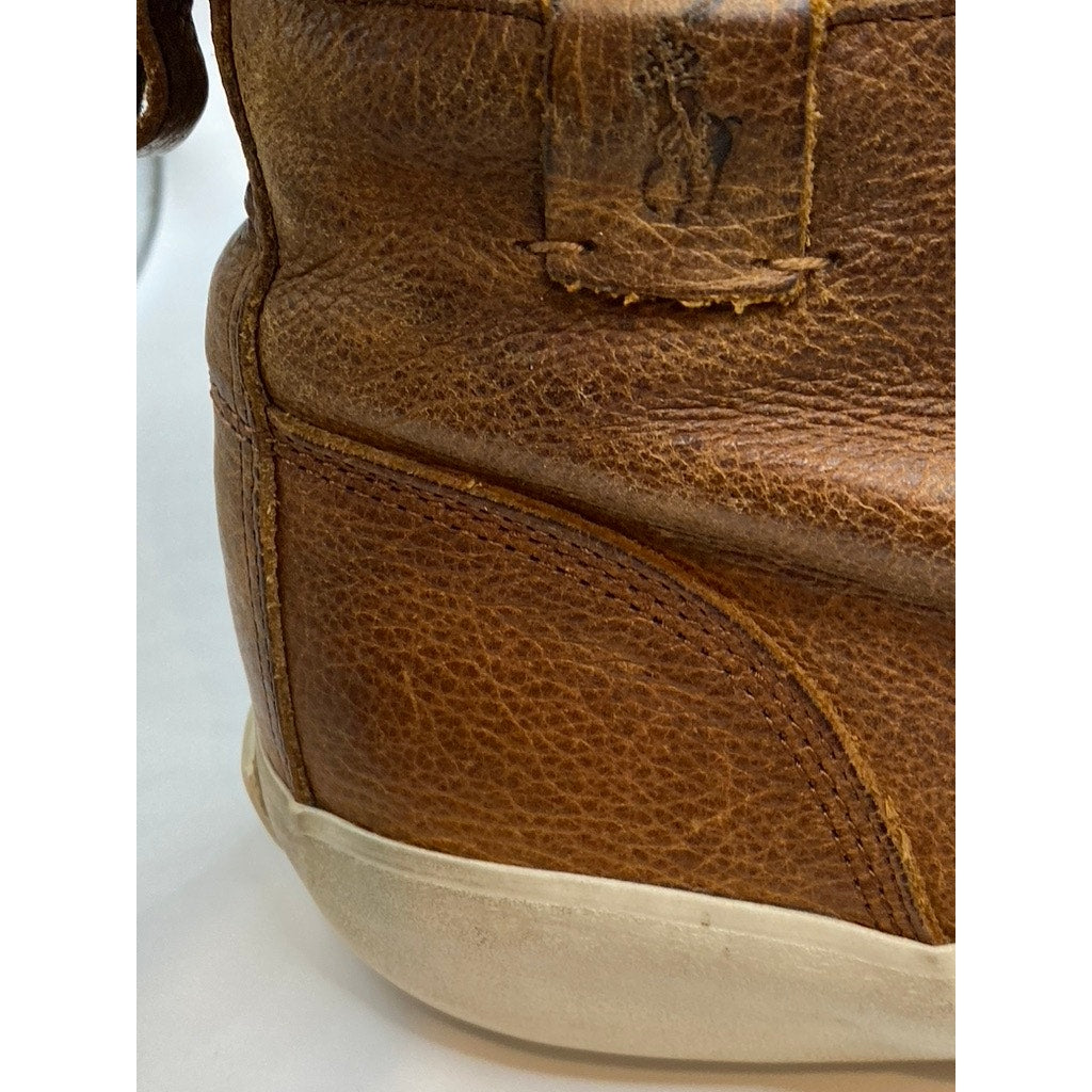 POLO RALPH LAUREN Men's Brown Leather-Suede Lace-Up High-Top Tedd Boots SZ 13