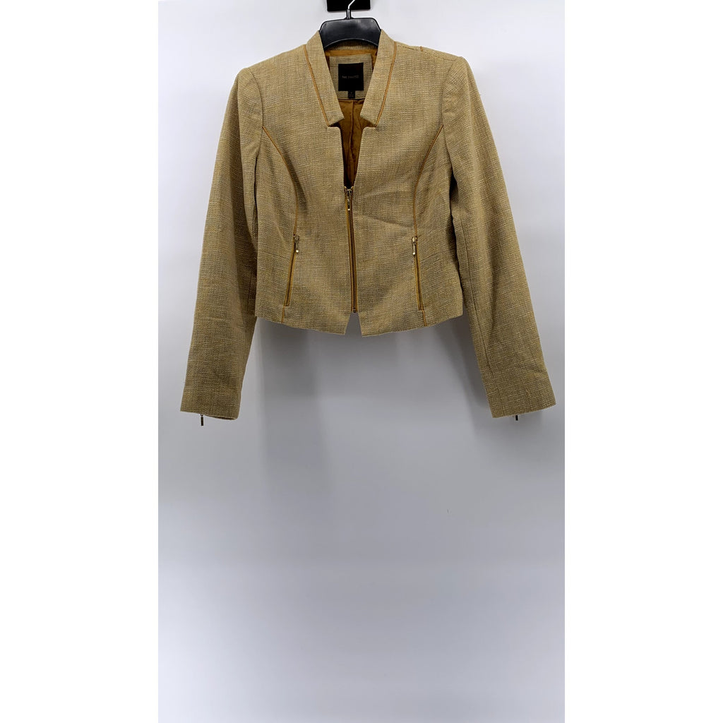 THE LIMITED Women's Yellow Textured Zip-Up Blazer SZ S