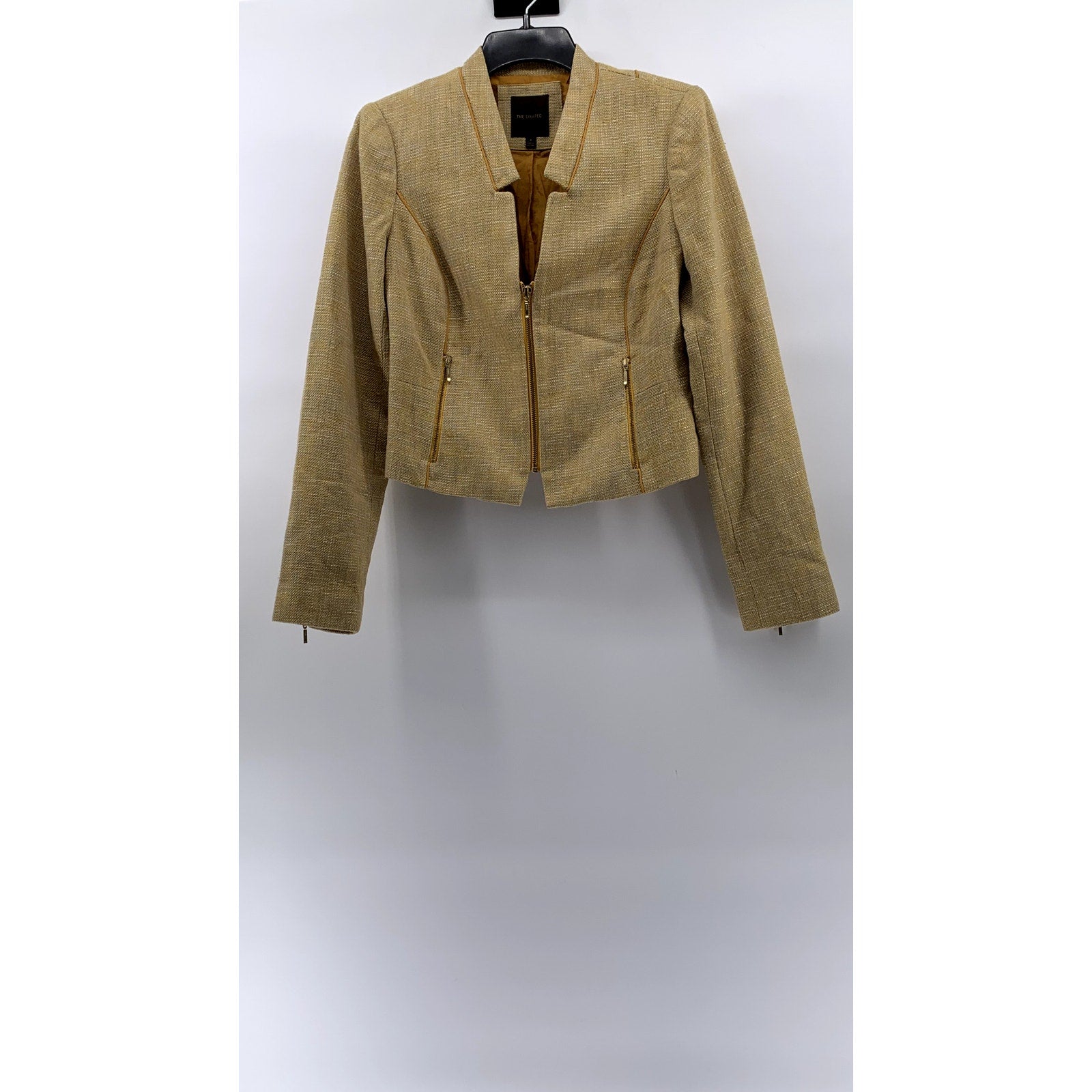 THE LIMITED Women's Yellow Textured Zip-Up Blazer SZ S