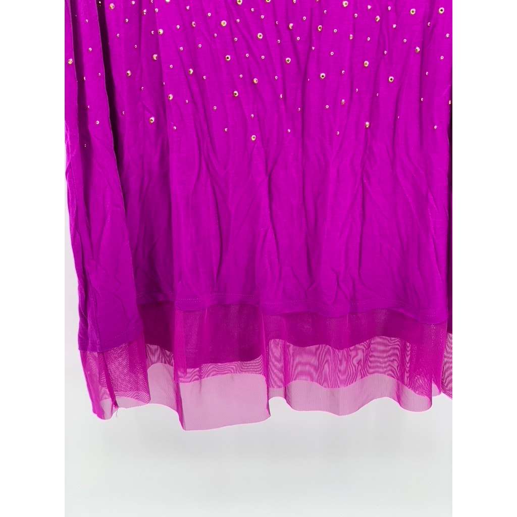 JENNIFER LOPEZ Women's Plus Hot Magenta Embellished Mesh Tank Top SZ 2X