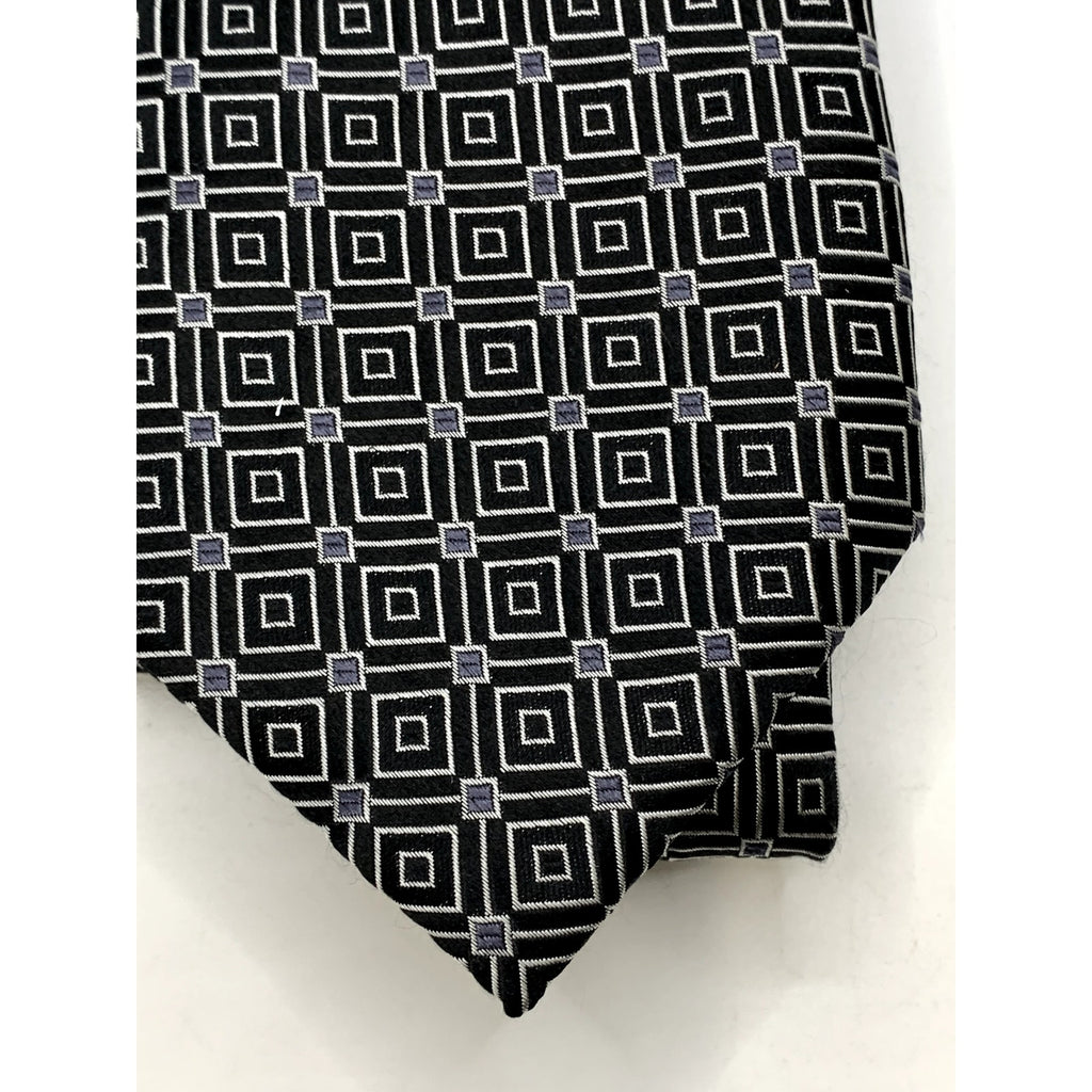 CLUB ROOM Men's Vintage Black/White Patterned Abstract Silk Regular Tie OS