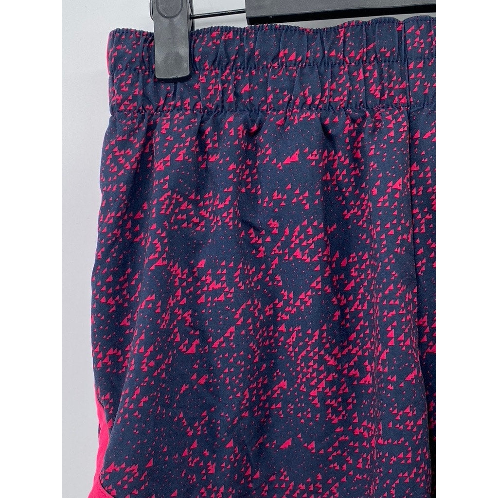 GAPFIT Women’s Pink-Navy Printed Elastic Waist Pull-On Running Shorts SZ S