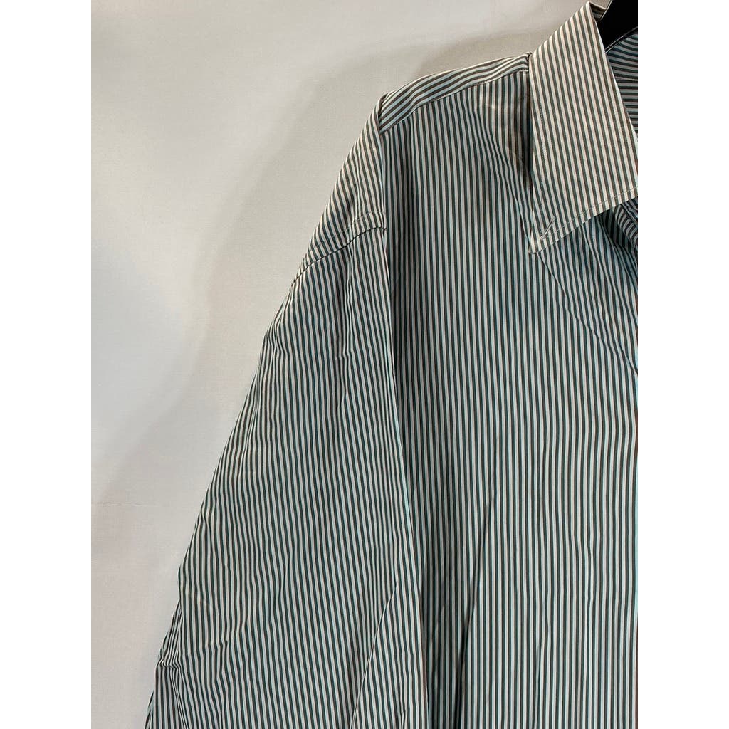 PETER MILLAR Men's Green/Brown Striped Vintage Button-Up Long Sleeve Shirt SZ XL