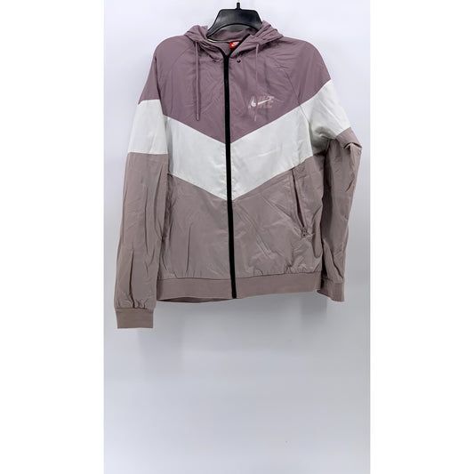 NIKE Women's Dusty Pink Logo Hooded Long Sleeve Zip-Up Active Jacket SZ M