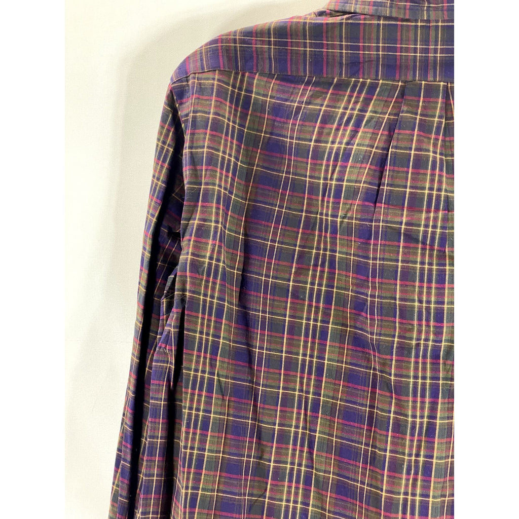 RALPH LAUREN Men's Purple/Green Plaid Button-Up Long Sleeve Shirt SZ M