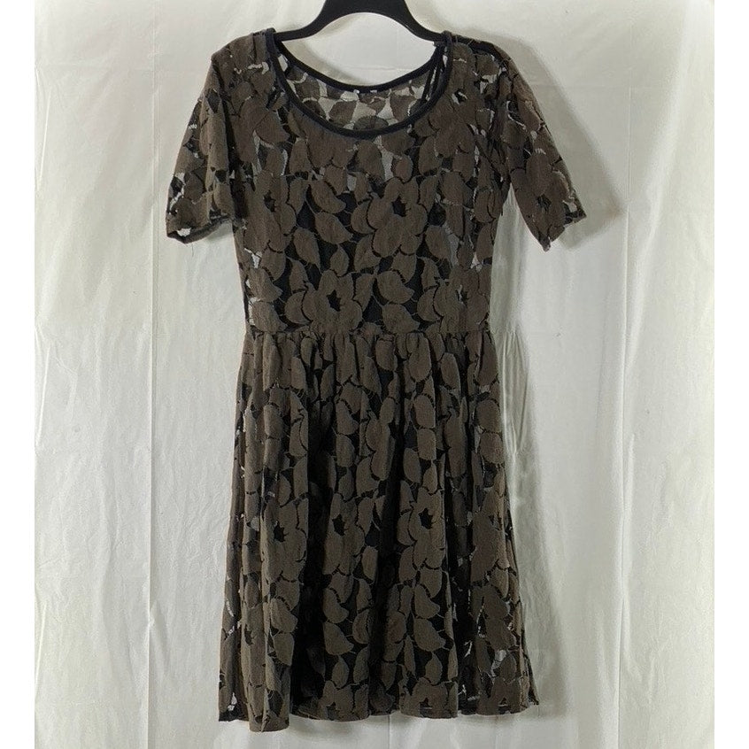 WESTON WEAR ANTHROPOLOGIE Women's Brown Unconditional Osier Lace Mini Dress SZ M