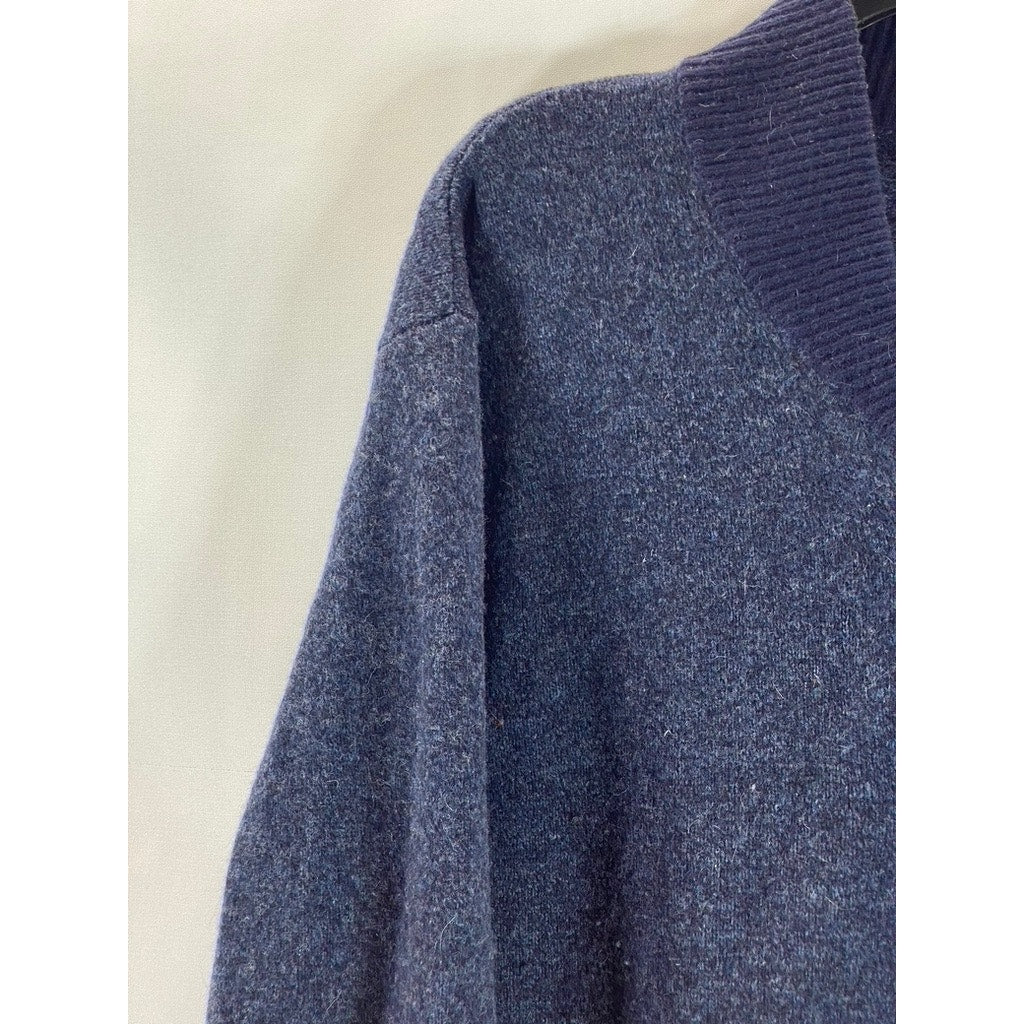 J. CREW FACTORY Men's Navy Lambswool Button-Front Bomber Sweater SZ 2XL