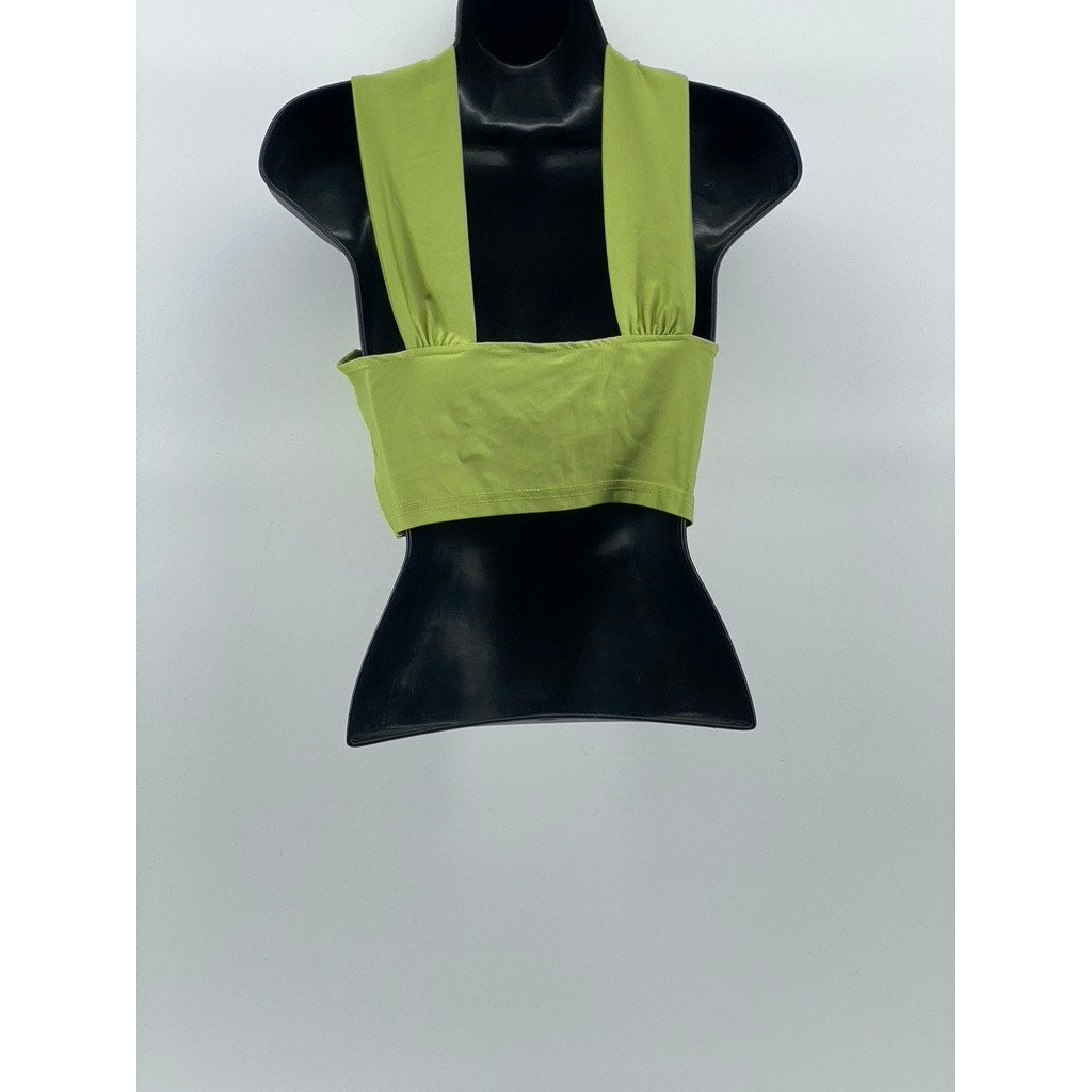 SHEIN Women's Lime Green Cross Strap Cropped Tank Top SZ 4