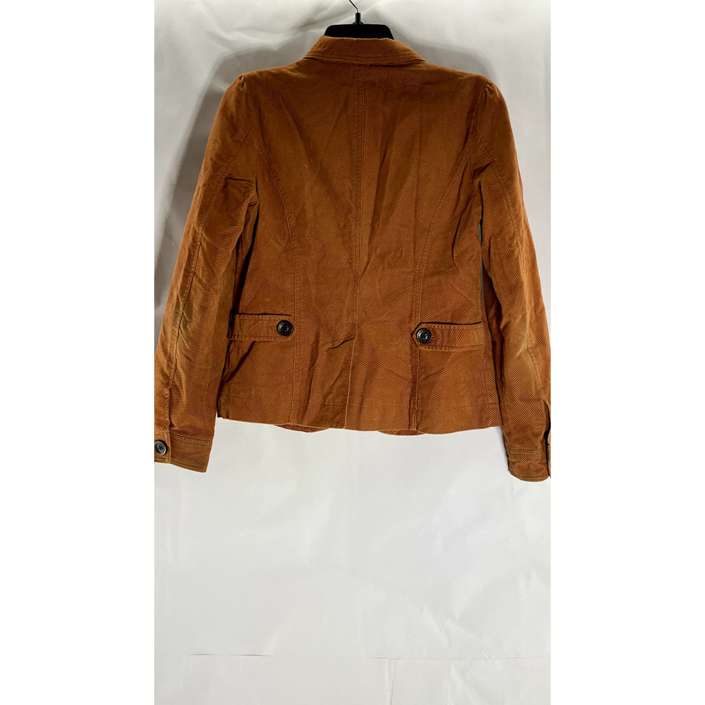 GAP Women's Burnt Orange Corduroy Button-Up Four-Pocket Jacket SZ 6