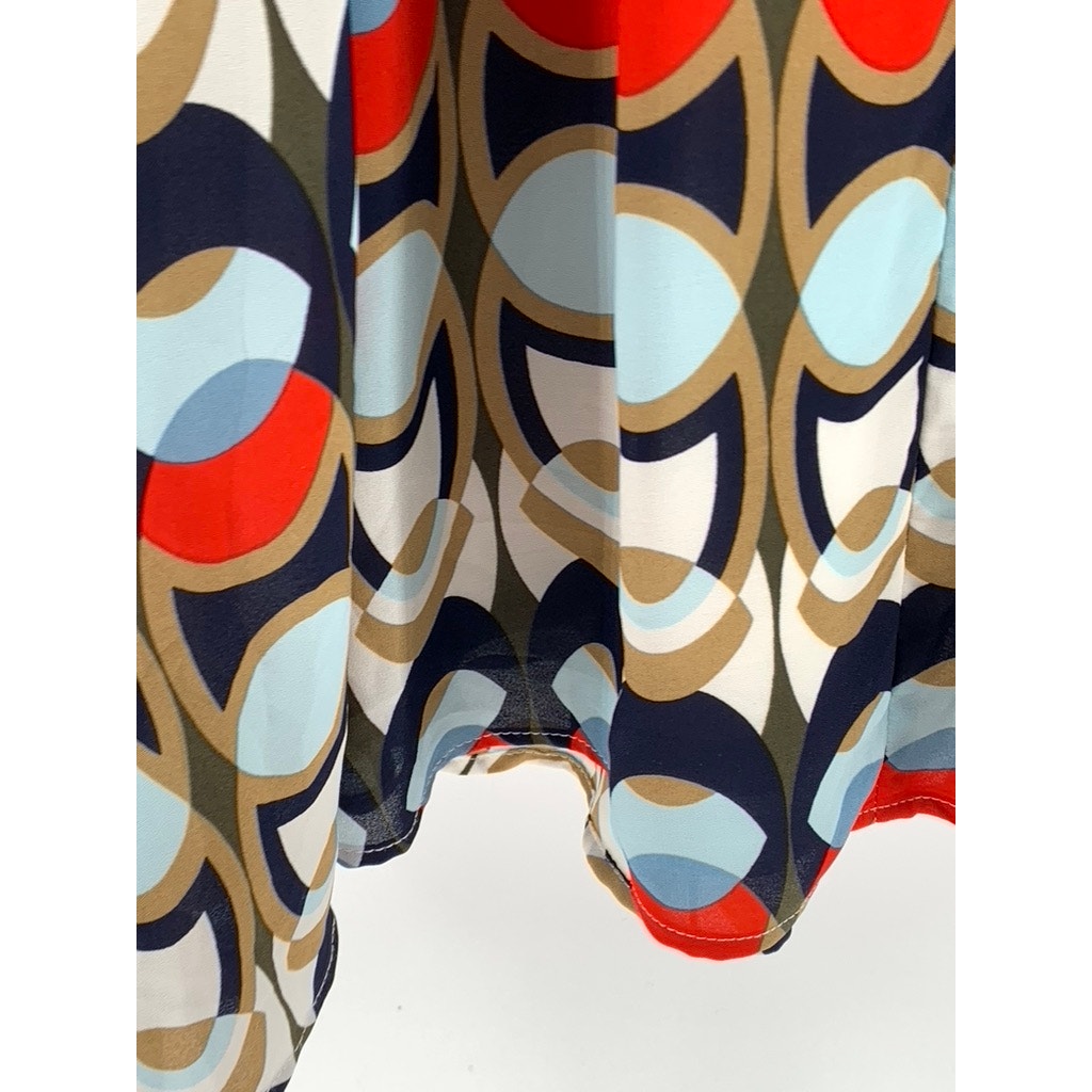 H&M Women's Multicolor Geometric Long Sleeve Fit & Flare Knee-Length Dress SZ 6