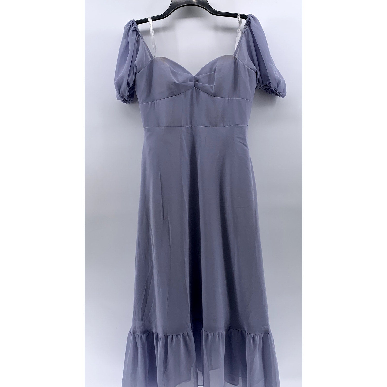 AZAZIE Women's Lilac Sweetheart Neck Short Puff-Sleeve Ruffle-Hem Dress SZ A8