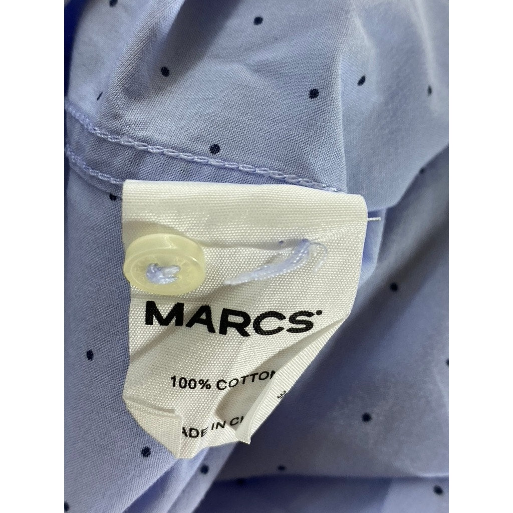 MARCS Men's Light Blue Micro Dot Regular Fit Button-Up Long Sleeve Shirt SZ M